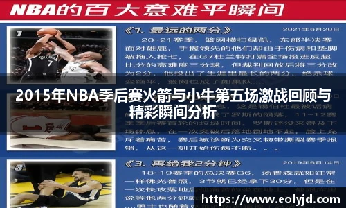 2015年NBA季后赛火箭与小牛第五场激战回顾与精彩瞬间分析